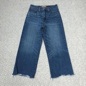 Point Sur Jeans Womens 28 Blue Wide Leg Crop High Rise Frayed Hem Denim Boho Day